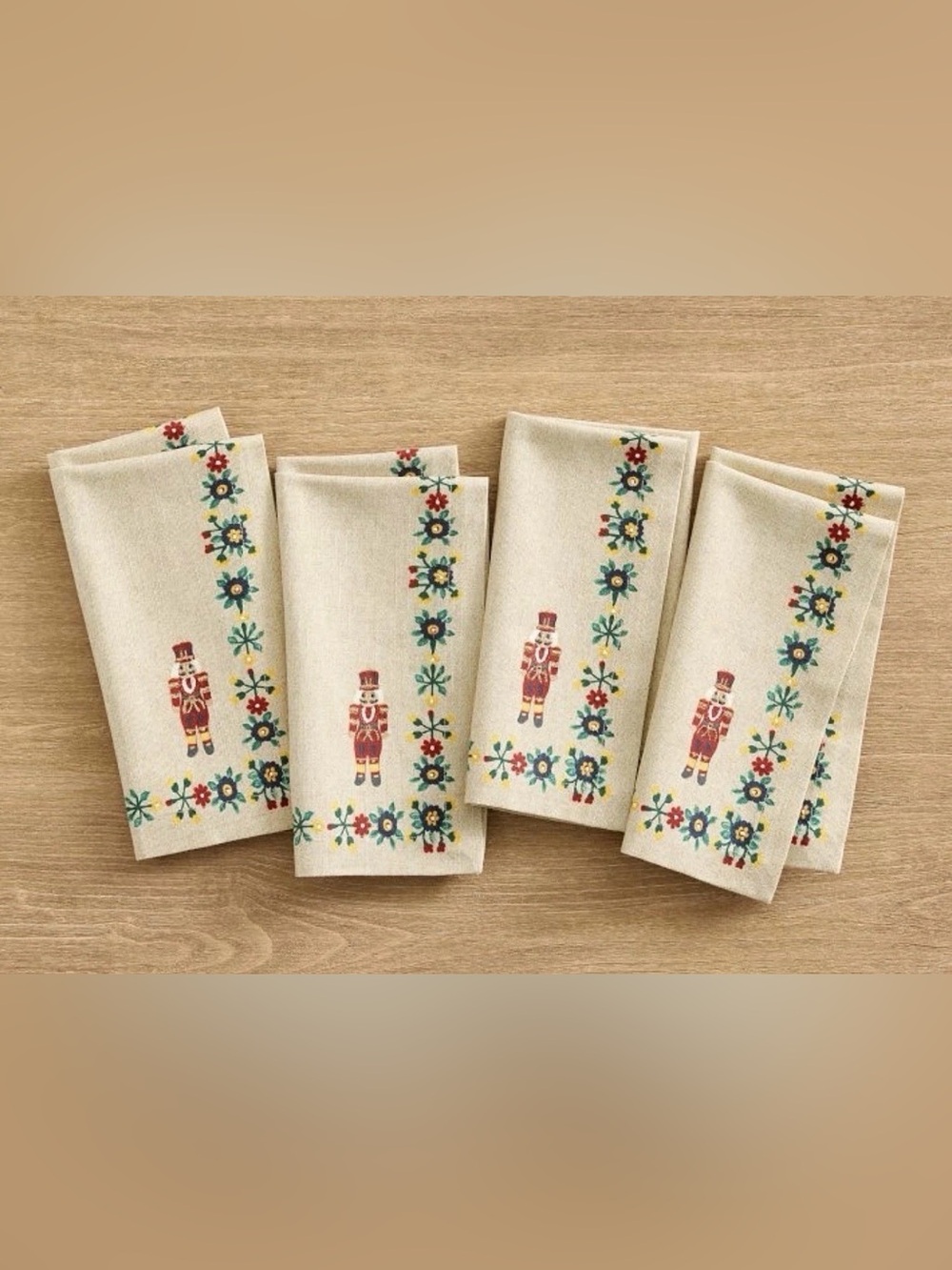 Pottery Barn Nutcracker Cotton Napkins (Set Of 4)